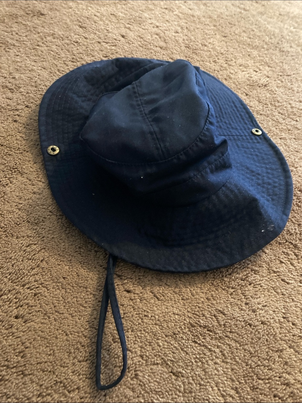 Children's Navy Bucket Sun Hat with Chin Strap